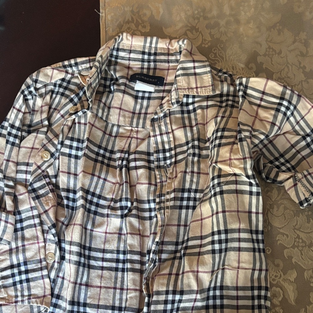 Burberry Beige and Black Checkered Shirt